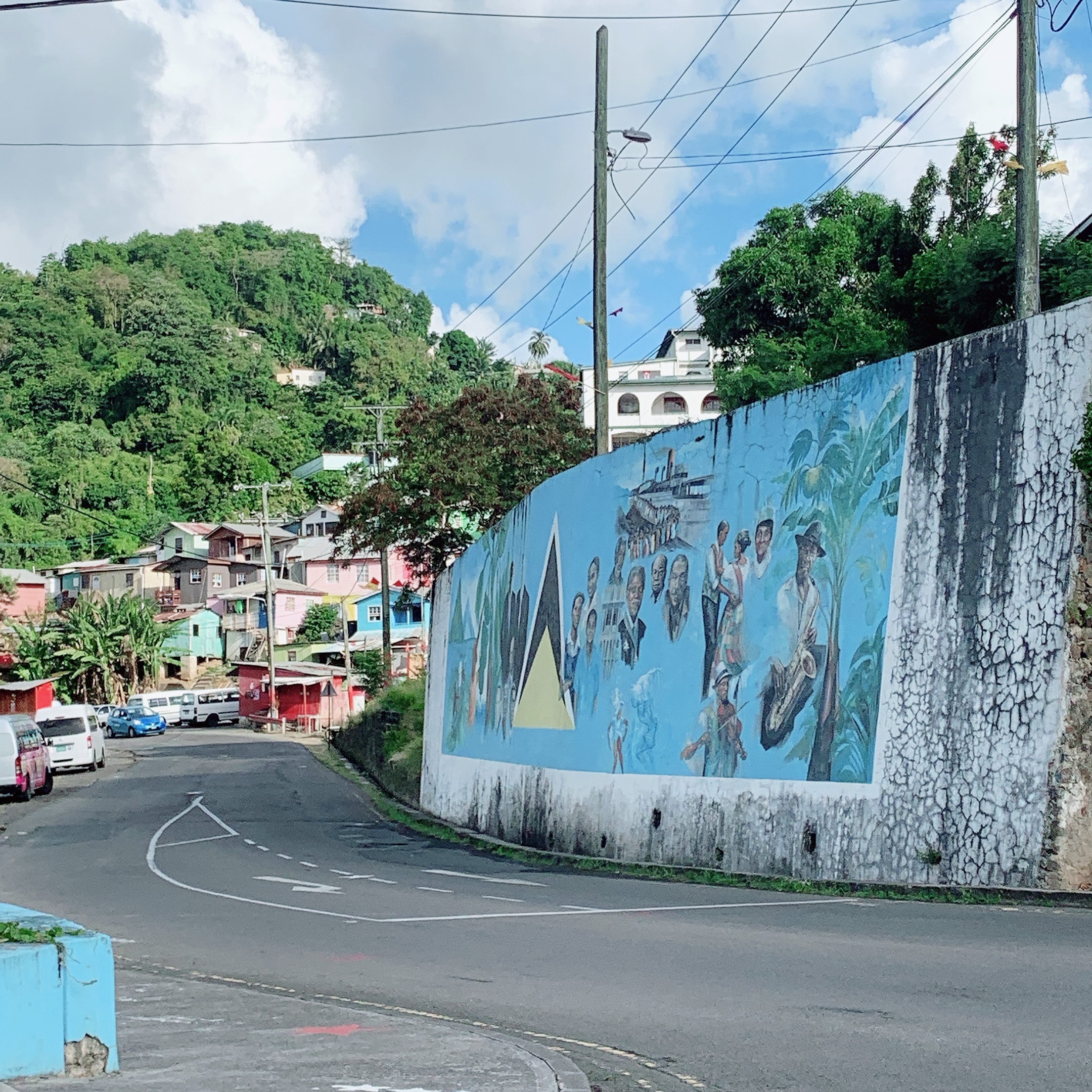 St Lucia mural wall seen on the way to the hotel