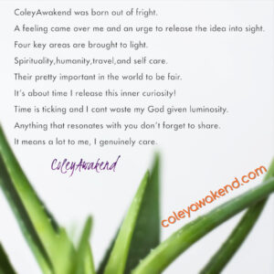 Coley Awakend poem above an aloe vera plant